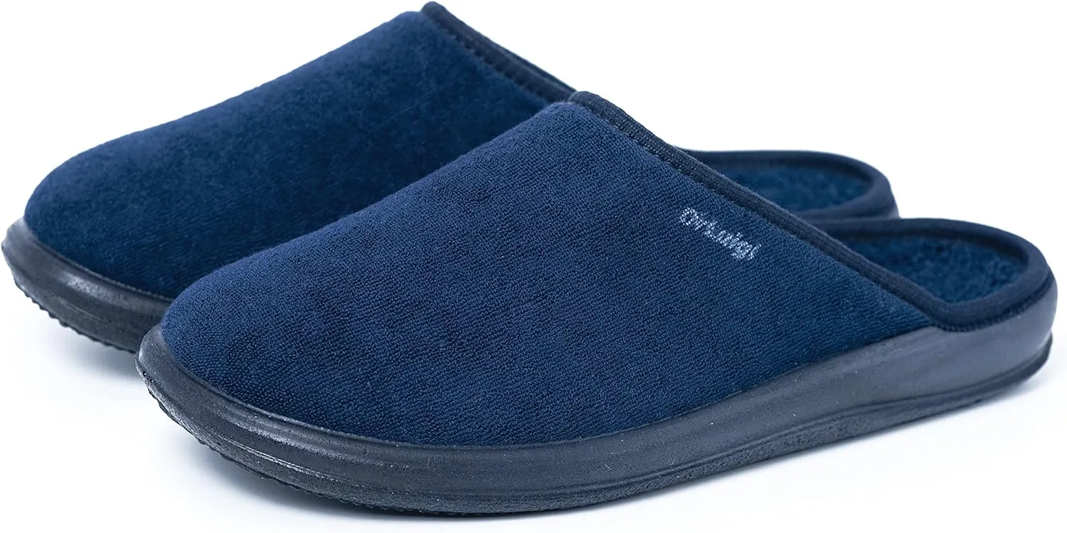 Medical Slippers for Men - Memory Foam Shoes Indoor Outdoor Italian Cotton - Made in EU - Relieves Pressure, Improves Peripheral Blood Circulation