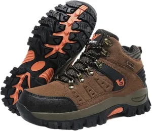 Men Hiking Shoes Mid Top Waterproof Boots Trekking Trails Outdoor Work Shoes Men's Trendy Durable Lace Up Hiking Boots, Comfy Non Slip Shoes for Men's Outdoor Activities