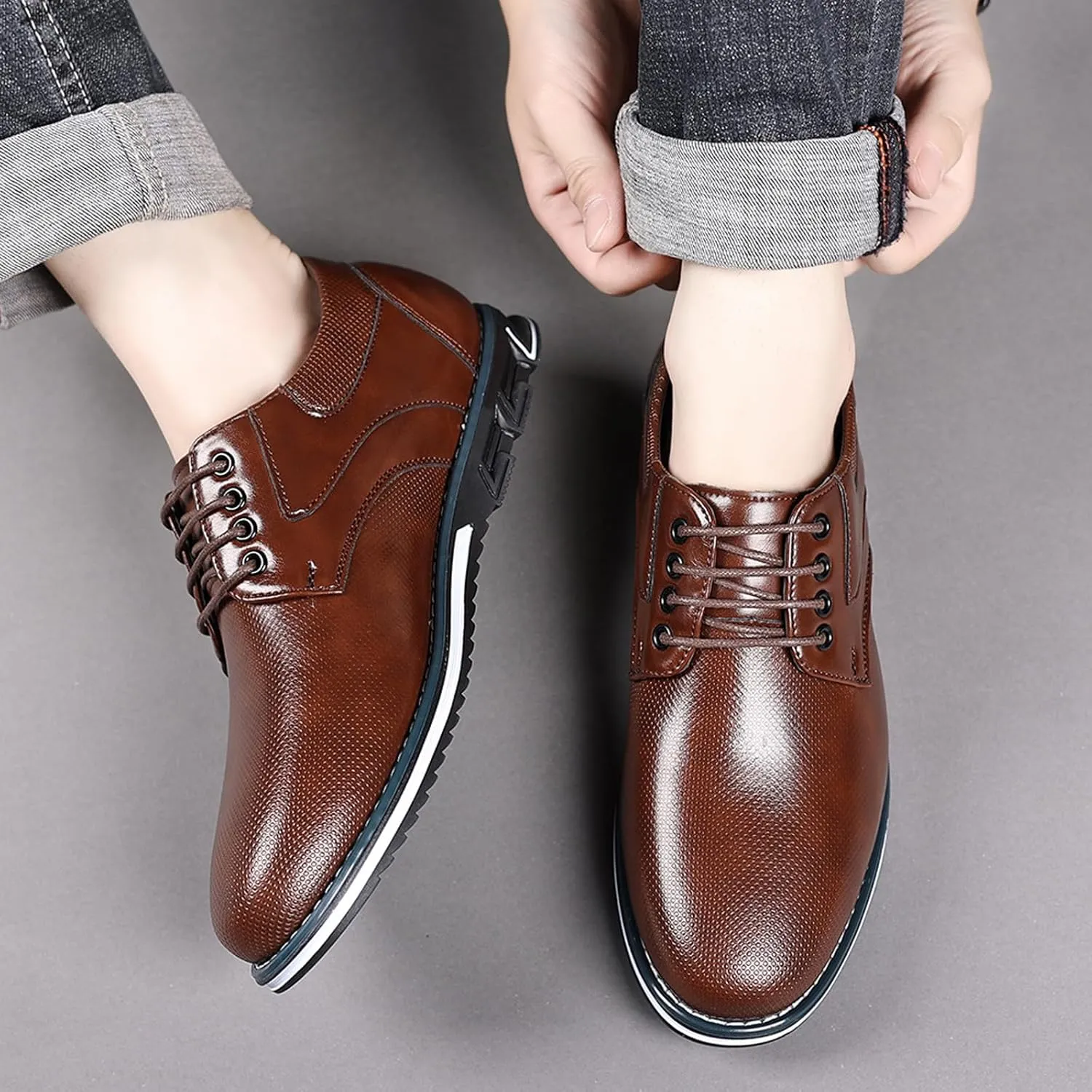 Men's Casual Dress Shoes Comfort Soft Men Oxfords Fashion Dress Business Derby Shoes Orthopedic Leather Shoes Walking Shoes