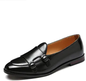 Men's Double Belt Formal Shoes, Casual Shoes, Penny Loafers, Office Casual Shoes, Patent Leather Oxford Shoes