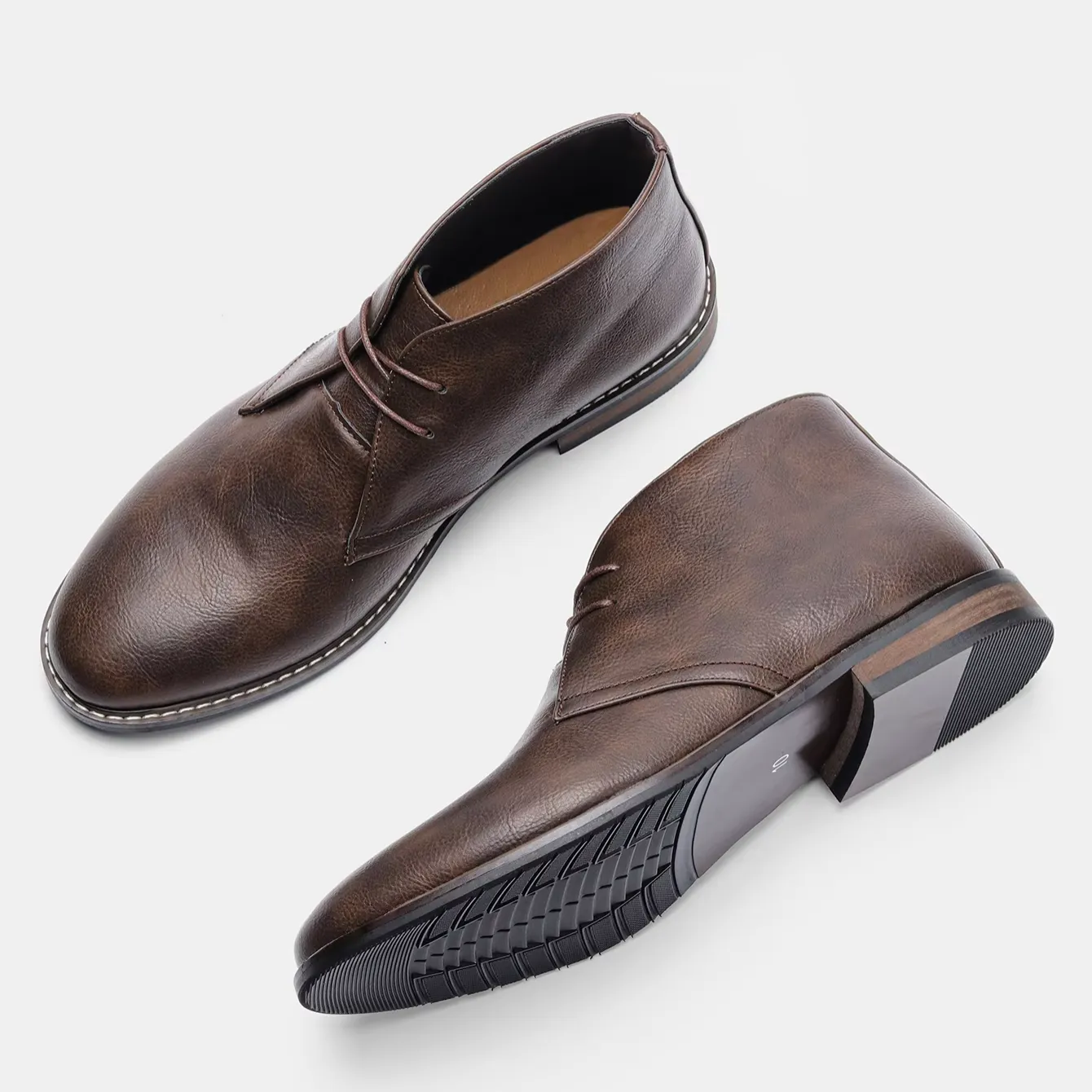 Men's Durable Ankle Lace Up Vegan Leather Shoes | For Everyday Wear