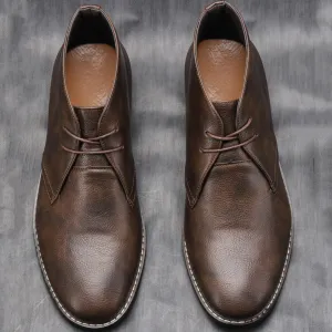 Men's Durable Ankle Lace Up Vegan Leather Shoes | For Everyday Wear