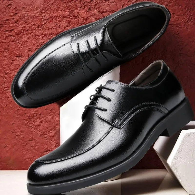 Mens Formal Oxford Shoes Lace Up Outdoor Brogue Waterproof Leather Non Slip Low Top Anti-Slip Prom Wedding