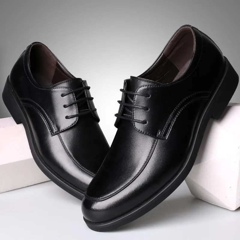Mens Formal Oxford Shoes Lace Up Outdoor Brogue Waterproof Leather Non Slip Low Top Anti-Slip Prom Wedding