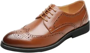 Mens Formal Oxford Shoes Lace Up Outdoor Wingtip Waterproof Leather Non Slip Low Top Anti-Slip Prom
