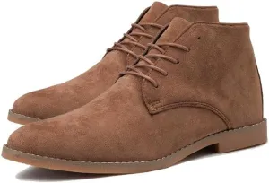 Men's High Top Chukka Boot Comfy Waterproof Hiking Combat Boots Lace up Low Heel Booties Ankle Boots