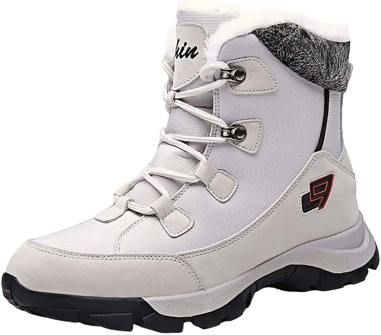 Men's Insulated Waterproof Hiking Snow Boots Fur Lined Winter Boot Non-Slip Outdoor Ankle High-top Shoes