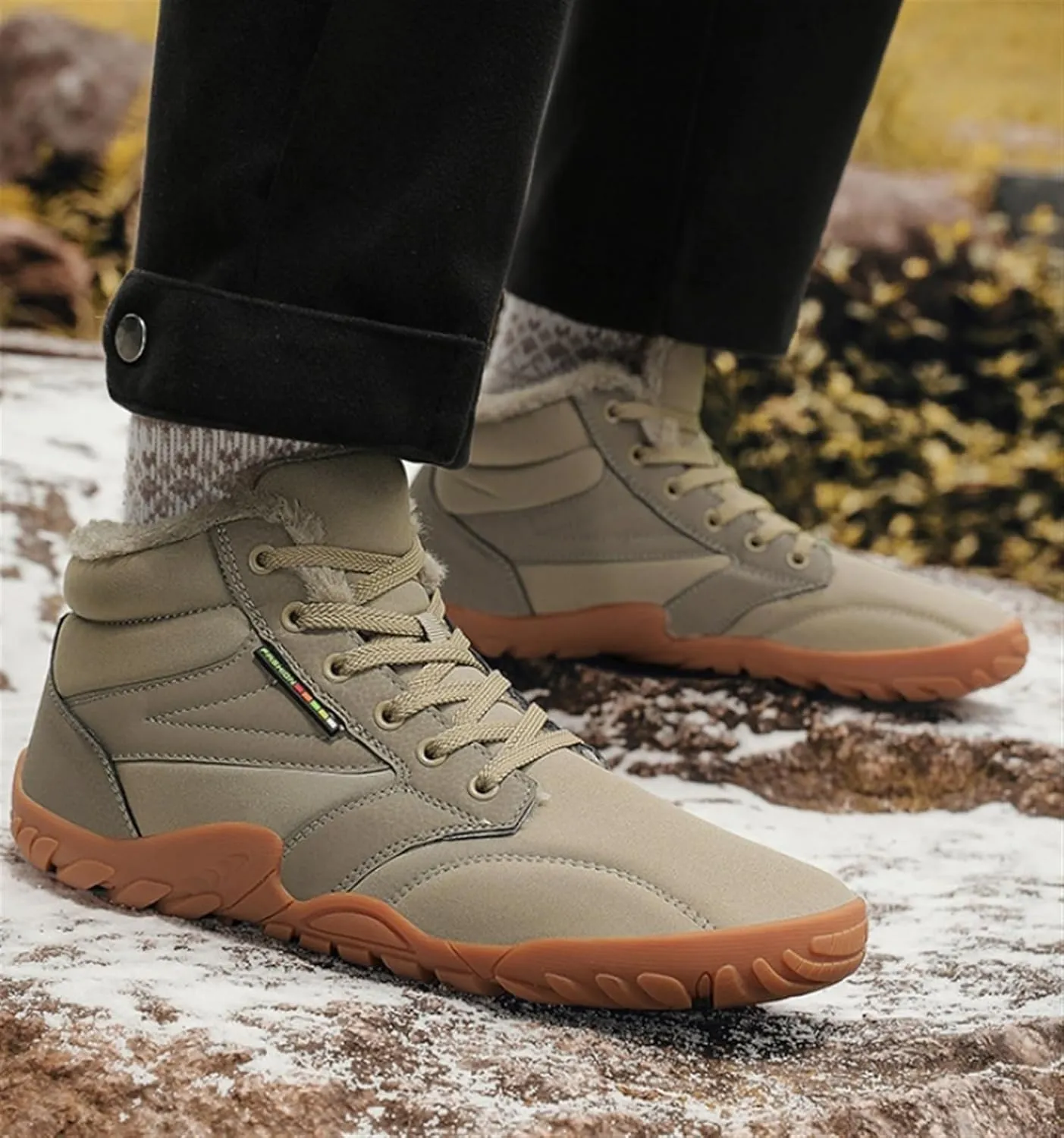 Men's Lace Up Hiking Shoes Barefoot Shoes Winter Wide Toe Barefoot Hiking Shoes Boots Non-Slip Waterproof Outdoor Running Boots Sneakers Ankle Boots For Men