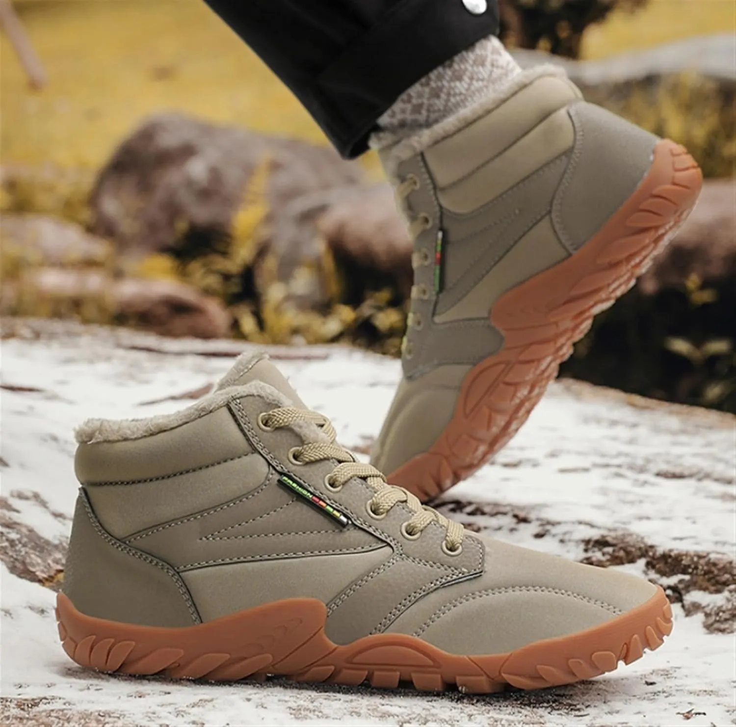 Men's Lace Up Hiking Shoes Barefoot Shoes Winter Wide Toe Barefoot Hiking Shoes Boots Non-Slip Waterproof Outdoor Running Boots Sneakers Ankle Boots For Men