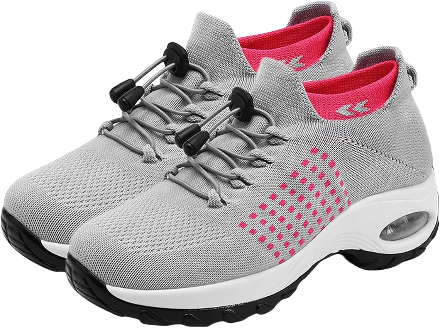 Mens Platform Sneakers Air Cushion for Day Walking, Orthopedic Stretch Breathable, Thick Rocker Bottom for Men Women