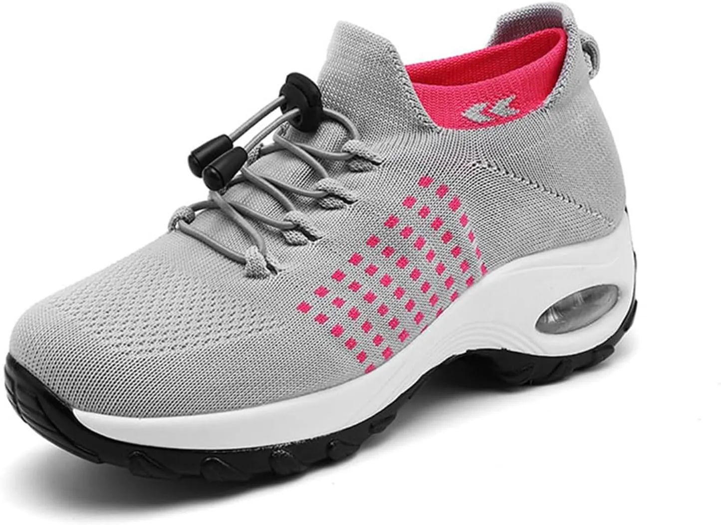 Mens Platform Sneakers Air Cushion for Day Walking, Orthopedic Stretch Breathable, Thick Rocker Bottom for Men Women