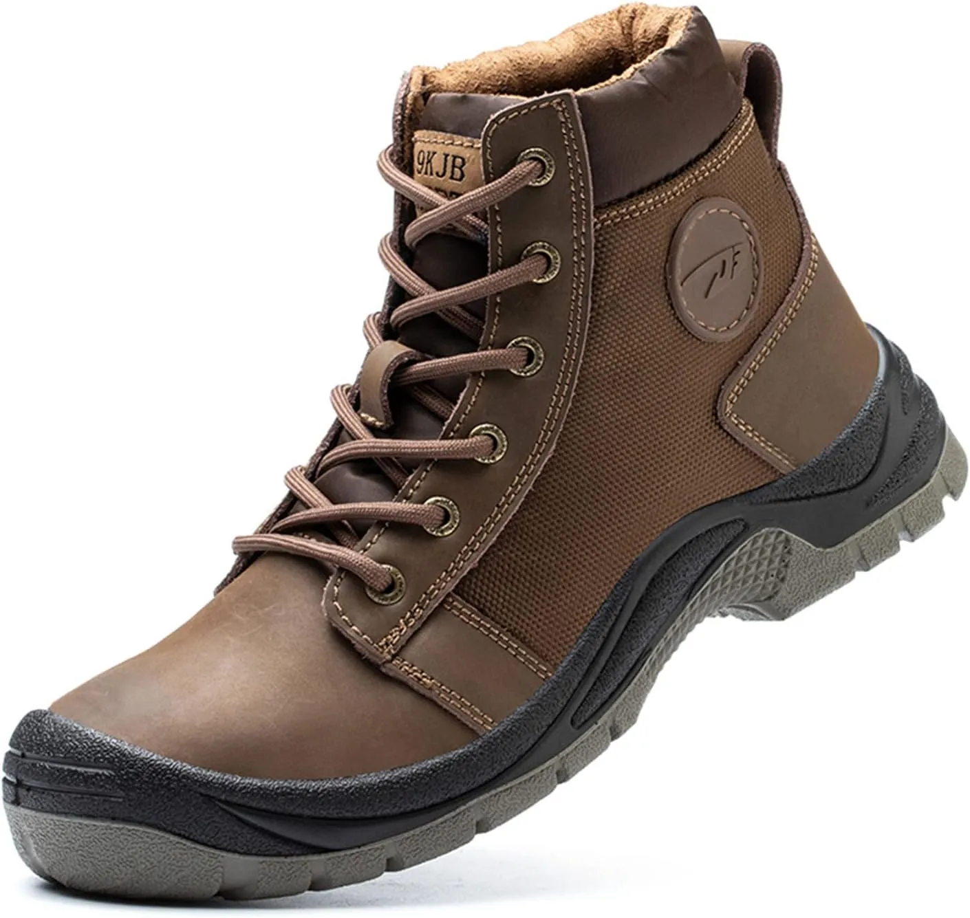 Mens Steel Toe Work Boots Waterproof Safety Shoes Genuine Leather Snow Hiking Boots Nonslip Anti-Piece Construction Work Sneakers