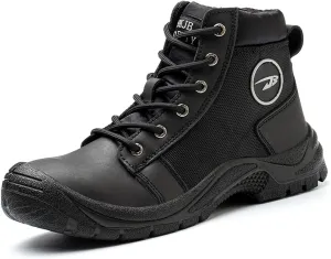 Mens Steel Toe Work Boots Waterproof Safety Shoes Genuine Leather Snow Hiking Boots Nonslip Anti-Piece Construction Work Sneakers