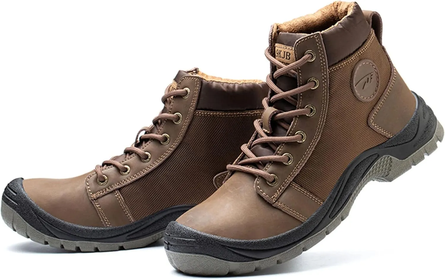 Mens Steel Toe Work Boots Waterproof Safety Shoes Genuine Leather Snow Hiking Boots Nonslip Anti-Piece Construction Work Sneakers