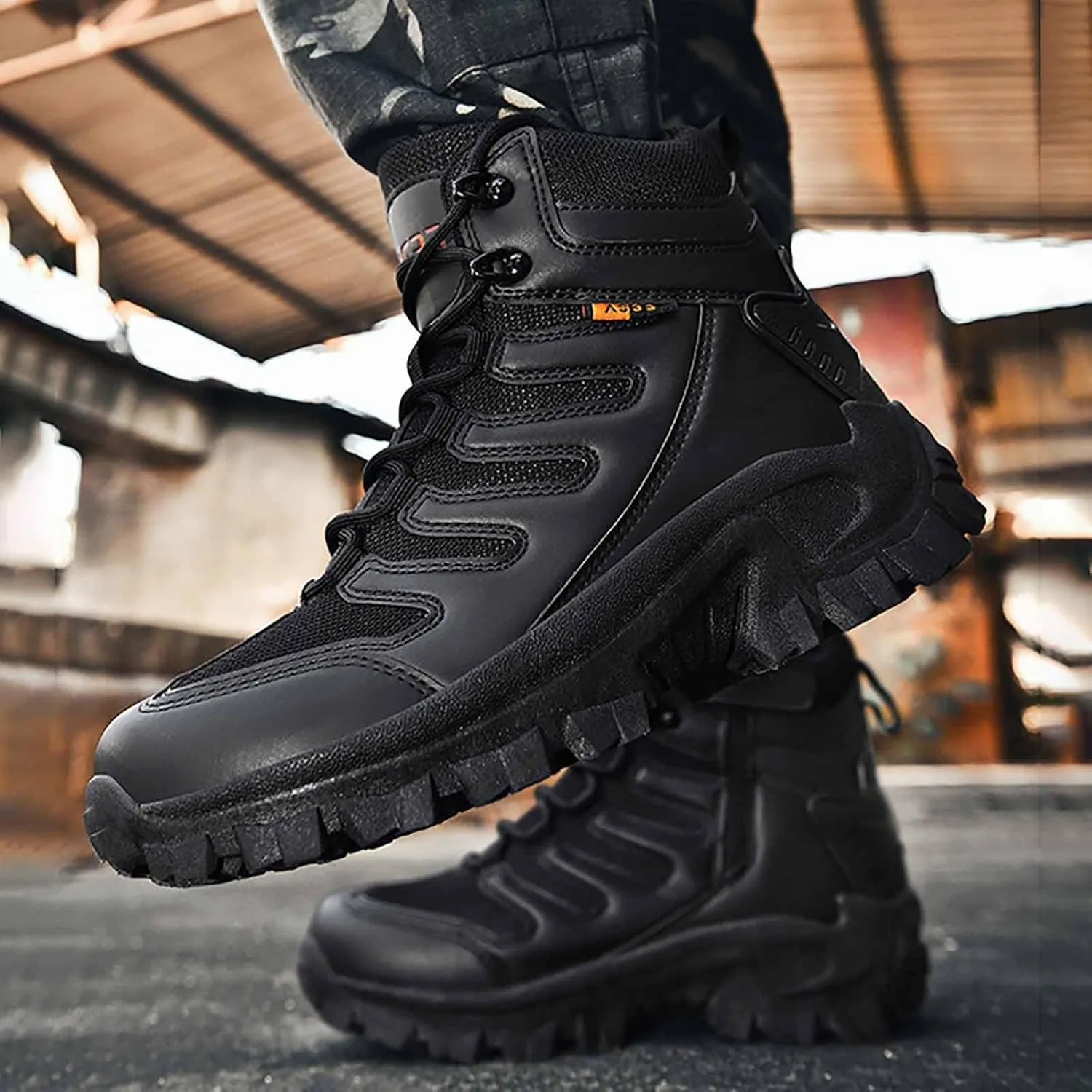 Mens Tactical Boots, Side Zipper Desert Boots Durable Suede Leather Military Work Boots Water Resistant Lightweight Hiking Boots Men's Military Tactical Boot