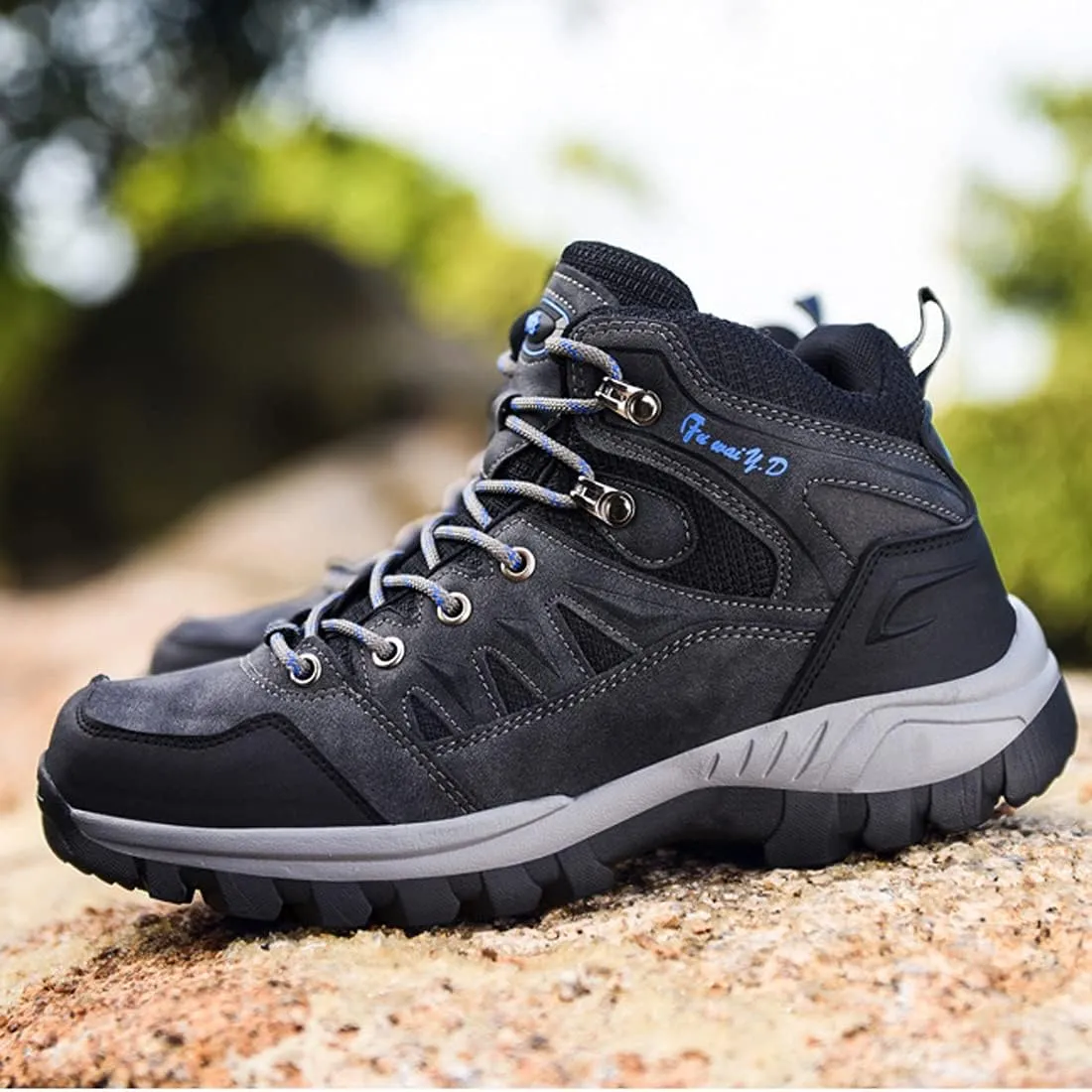 Mens Waterproof Walking Shoes Quick Drying Hiking Footwear Outdoor Shoes Rubber Sole Camping Hiking
