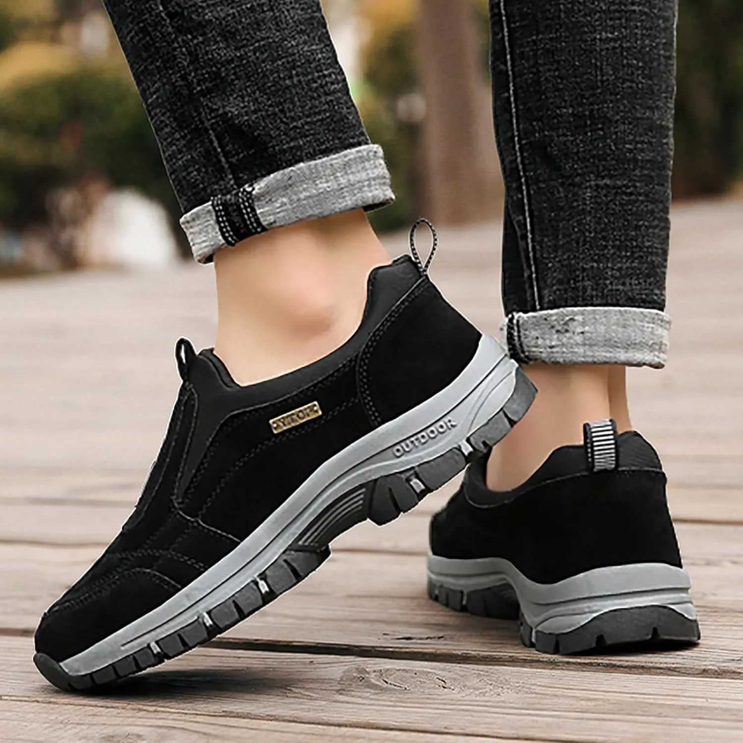 Men's Wide Hiking Shoes Lightweight Walking Shoes Waterproof Work Shoes for Outdoor Trailing Trekking Camping