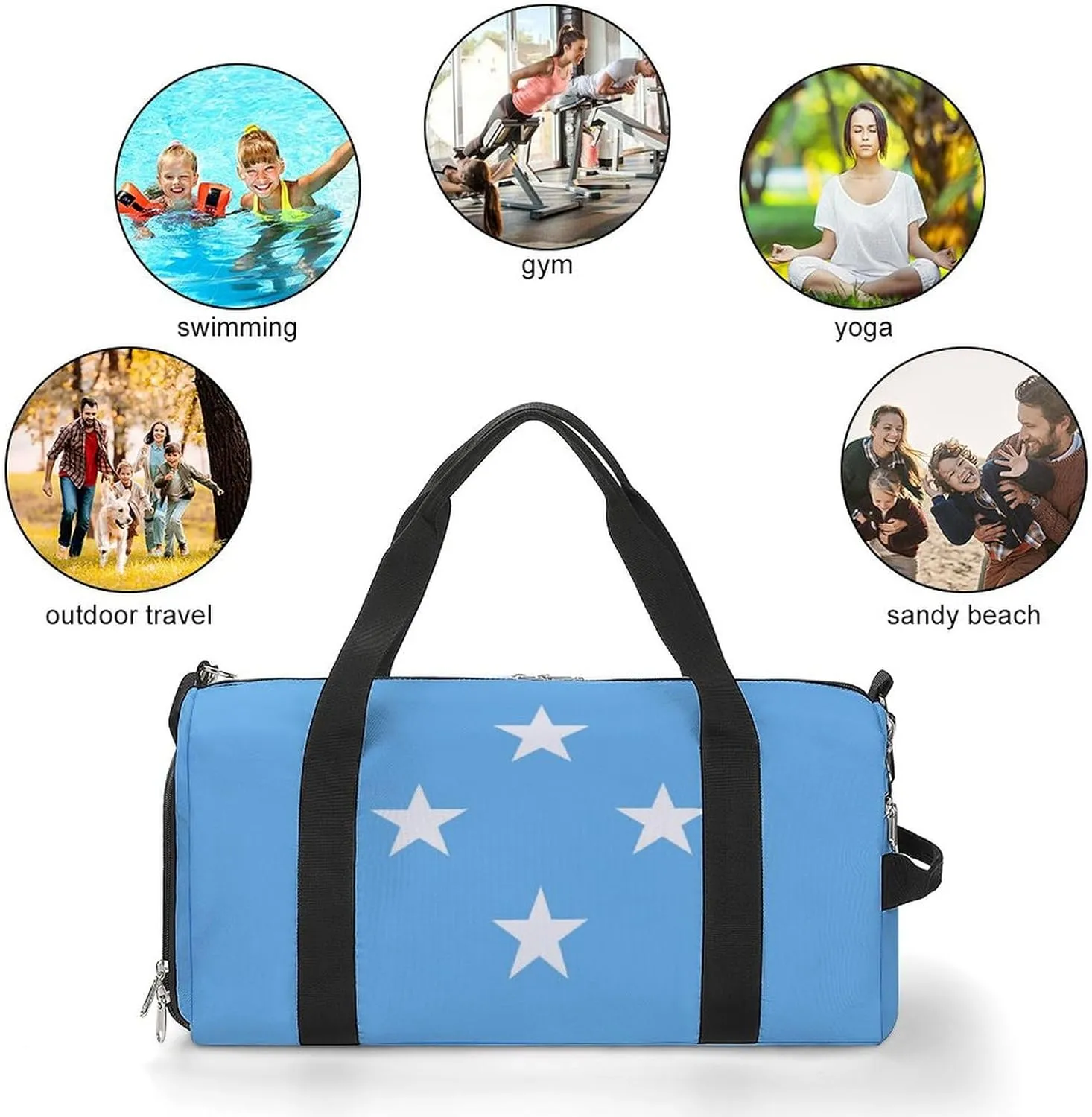 Micronesia Flag Gym Bag for Boys Girls with Shoe Compartment and Wet Pocket