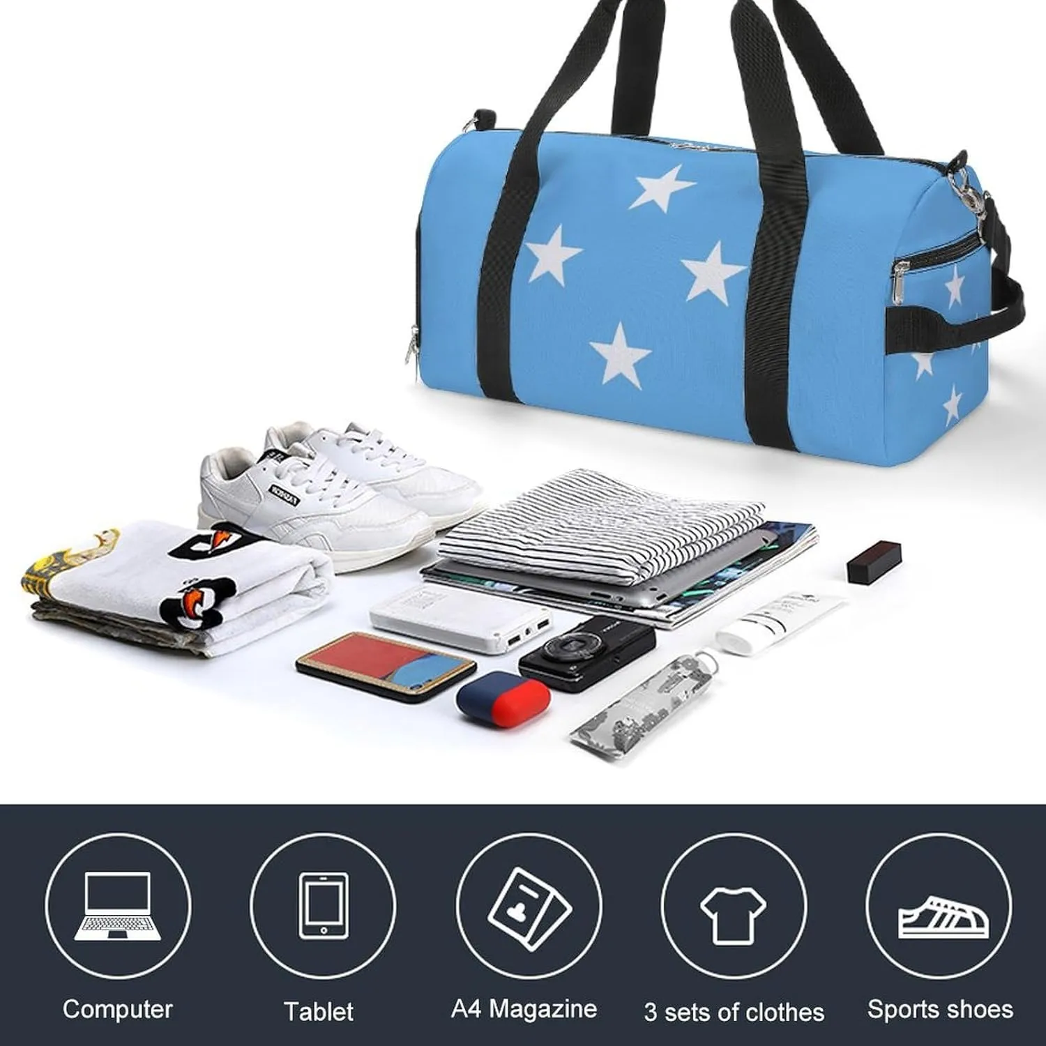 Micronesia Flag Gym Bag for Boys Girls with Shoe Compartment and Wet Pocket