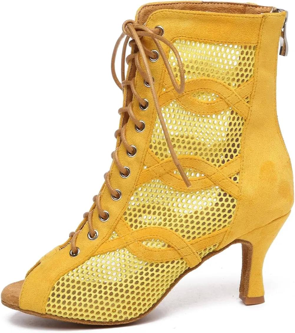 Minishion Sexy Dancing Shoes for Women Peep Toe Evening Prom Ankle Booties
