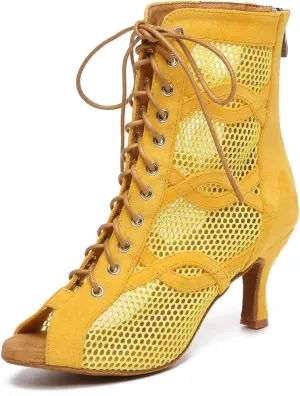 Minishion Sexy Dancing Shoes for Women Peep Toe Evening Prom Ankle Booties