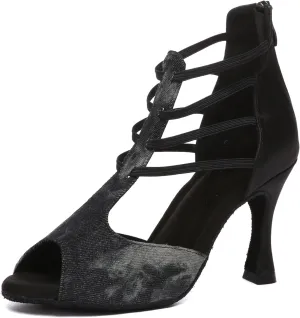 Minishion Women Ballroom Dancing Shoes Peep Toe Evening Party Ankle Sandal Booties