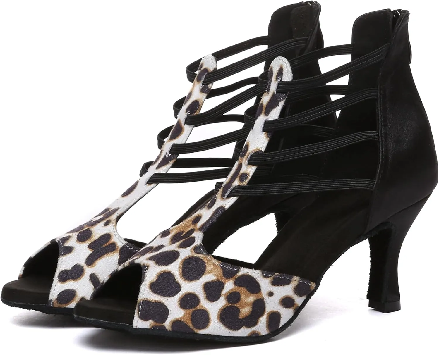 Minishion Women Ballroom Dancing Shoes Peep Toe Evening Party Ankle Sandal Booties