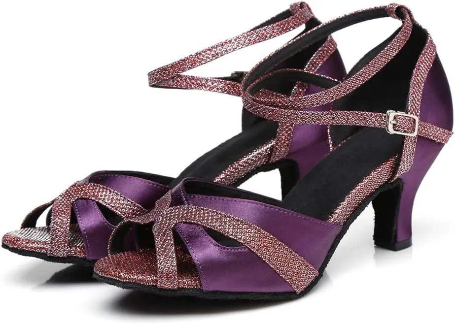 Minishion Womens Ankel Strap Latin Salsa Dance Shoes Wedding Evening Sandals