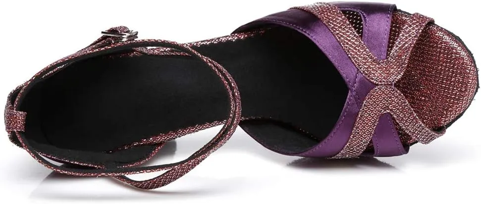 Minishion Womens Ankel Strap Latin Salsa Dance Shoes Wedding Evening Sandals
