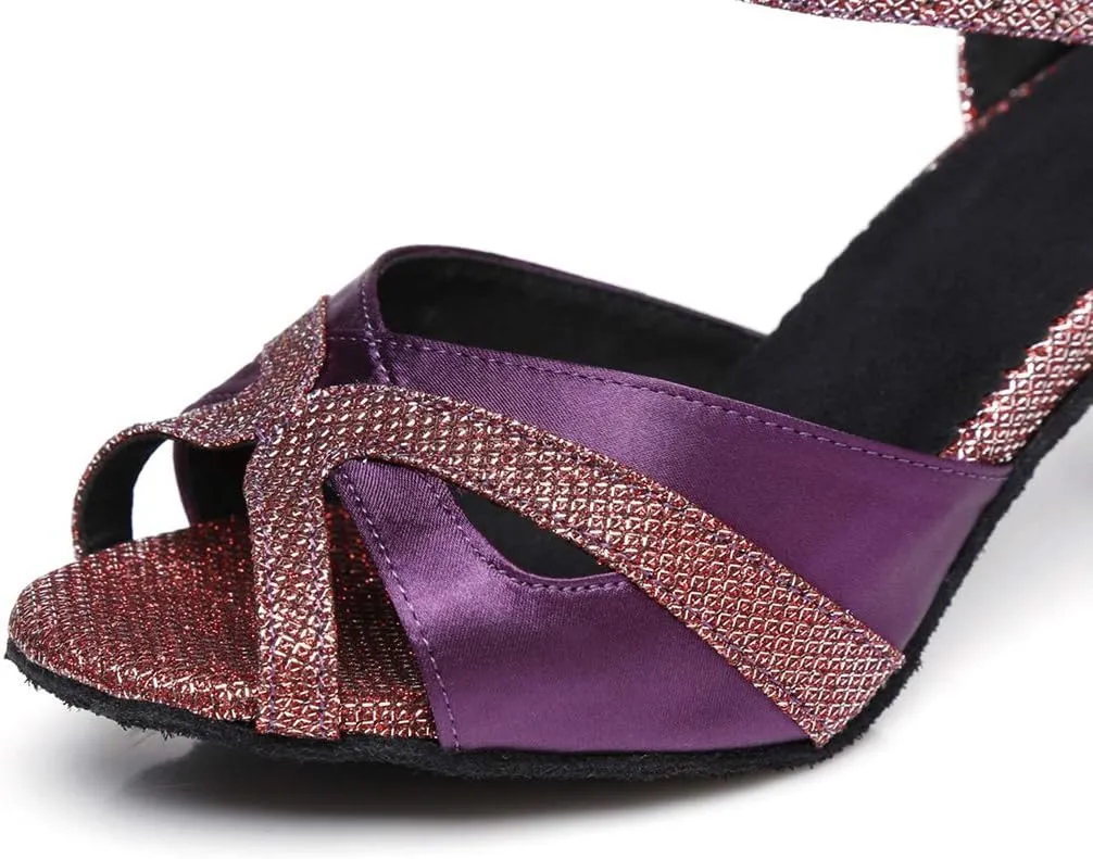 Minishion Womens Ankel Strap Latin Salsa Dance Shoes Wedding Evening Sandals