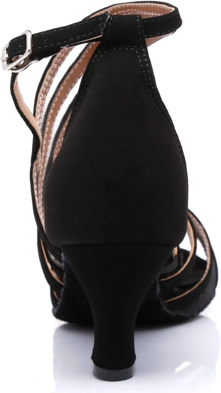 Minishion Women's Latin Salsa Ankle Wrap Ballroom Dance Shoes Evening Sandals QJ7036