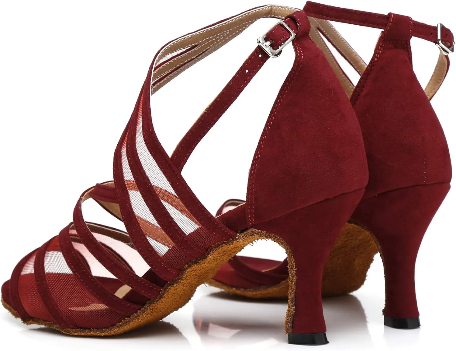 Minishion Women's Latin Salsa Ankle Wrap Ballroom Dance Shoes Evening Sandals QJ7036