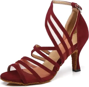 Minishion Women's Latin Salsa Ankle Wrap Ballroom Dance Shoes Evening Sandals QJ7036