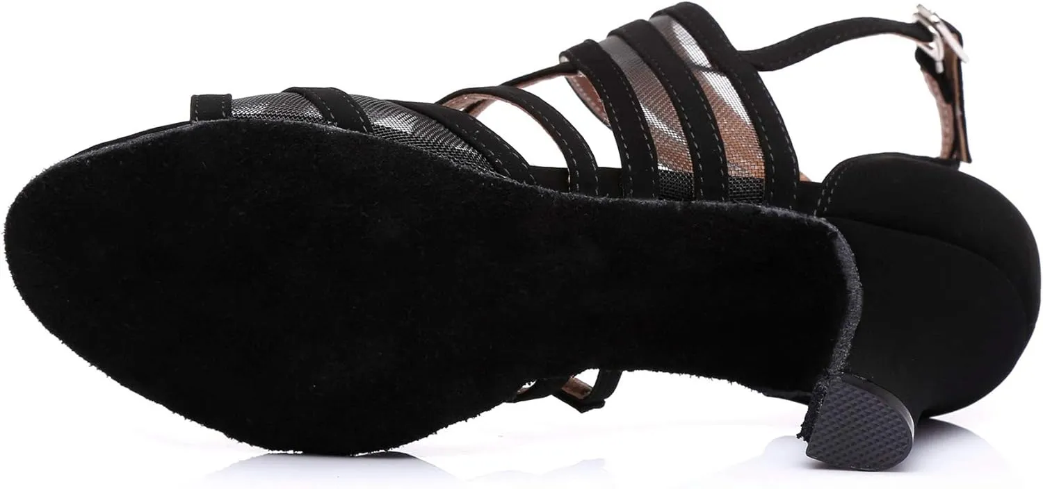 Minishion Women's Latin Salsa Ankle Wrap Ballroom Dance Shoes Evening Sandals QJ7036