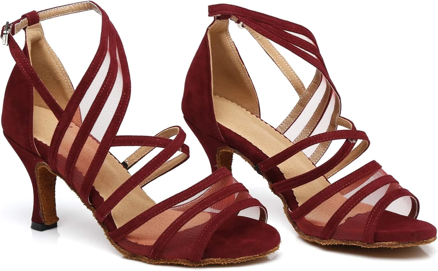 Minishion Women's Latin Salsa Ankle Wrap Ballroom Dance Shoes Evening Sandals QJ7036