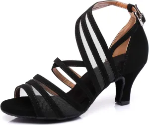 Minishion Women's Latin Salsa Ankle Wrap Ballroom Dance Shoes Evening Sandals QJ7036