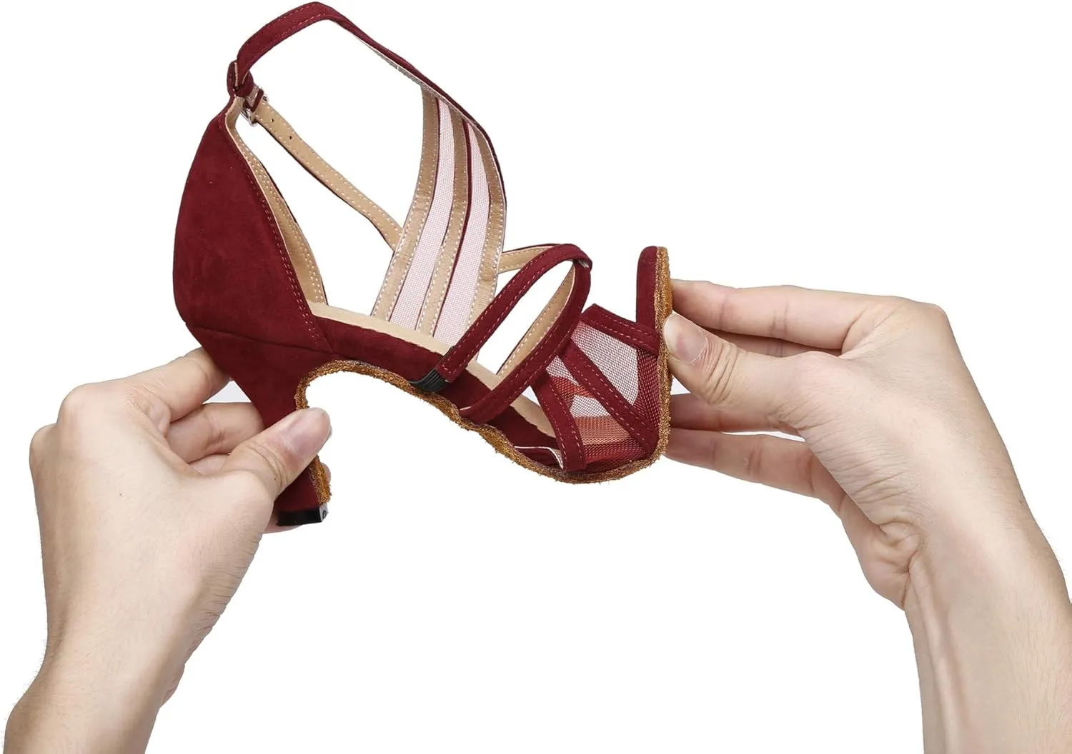 Minishion Women's Latin Salsa Ankle Wrap Ballroom Dance Shoes Evening Sandals QJ7036