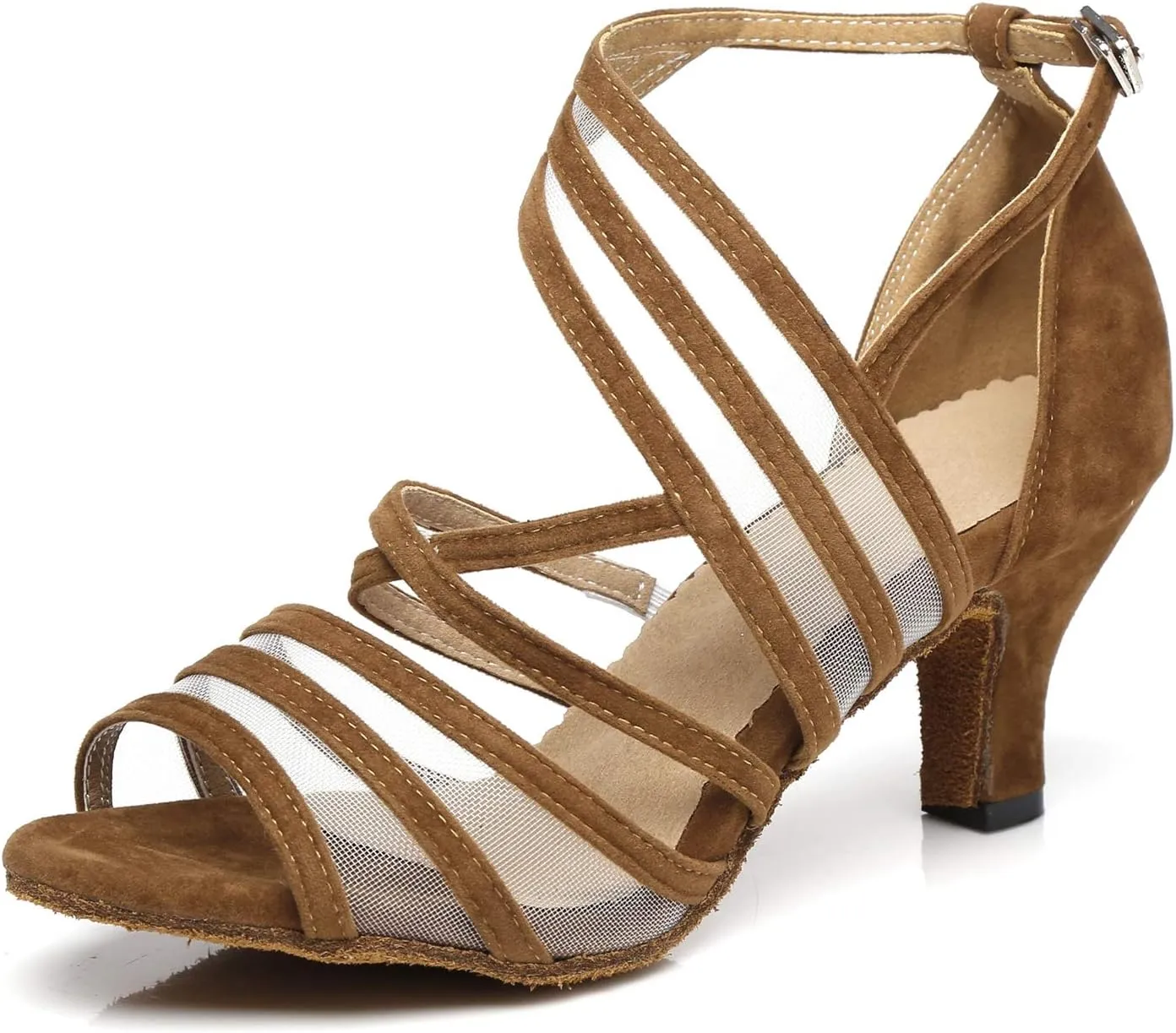 Minishion Women's Latin Salsa Ankle Wrap Ballroom Dance Shoes Evening Sandals QJ7036