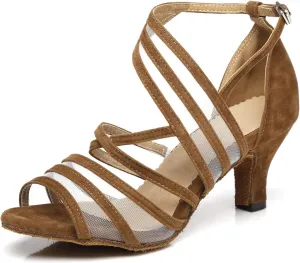 Minishion Women's Latin Salsa Ankle Wrap Ballroom Dance Shoes Evening Sandals QJ7036