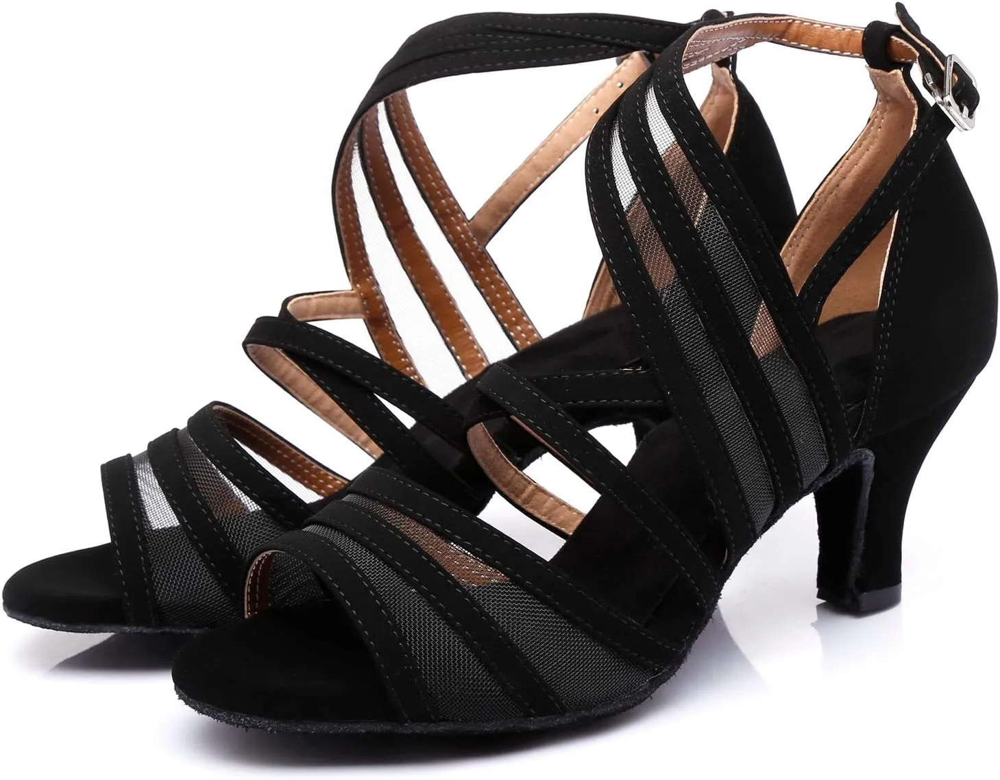 Minishion Women's Latin Salsa Ankle Wrap Ballroom Dance Shoes Evening Sandals QJ7036