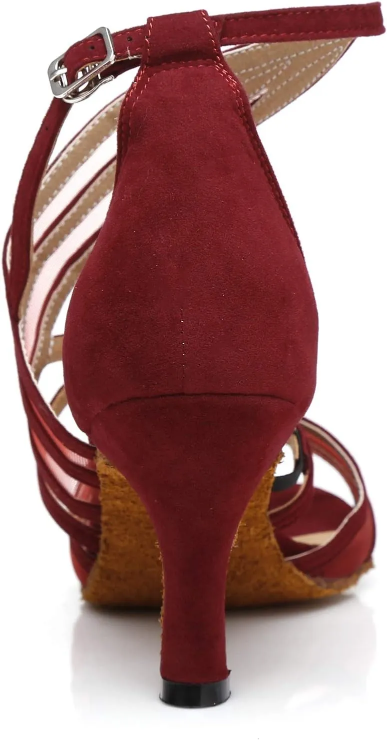 Minishion Women's Latin Salsa Ankle Wrap Ballroom Dance Shoes Evening Sandals QJ7036
