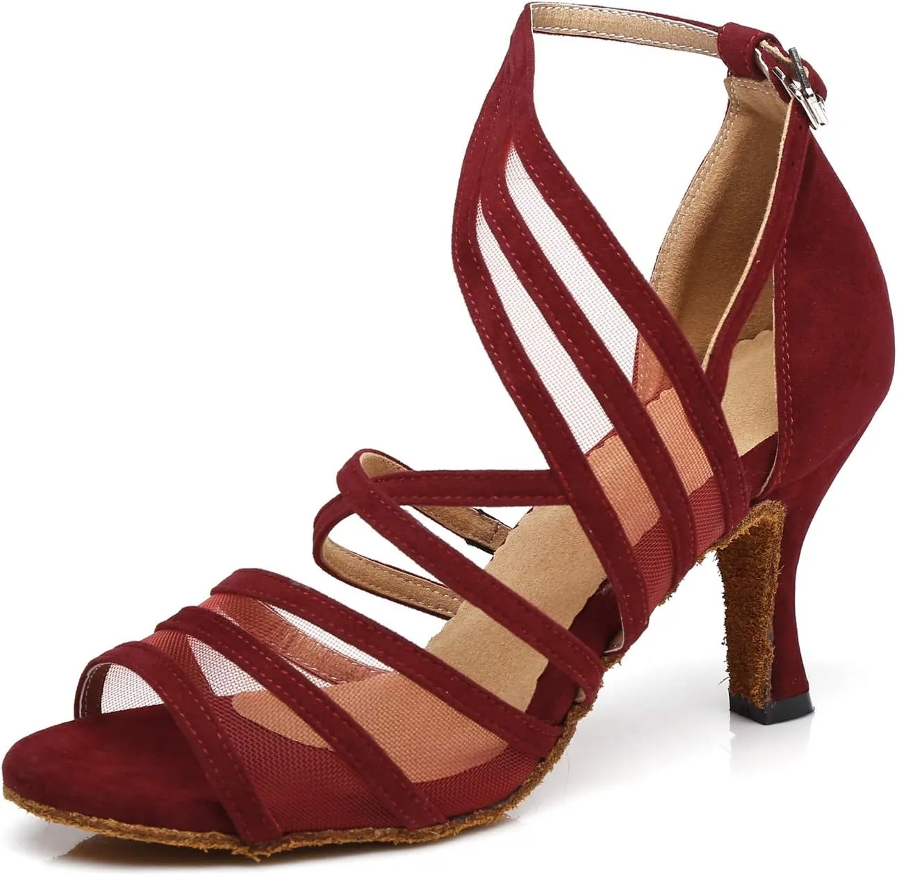 Minishion Women's Latin Salsa Ankle Wrap Ballroom Dance Shoes Evening Sandals QJ7036