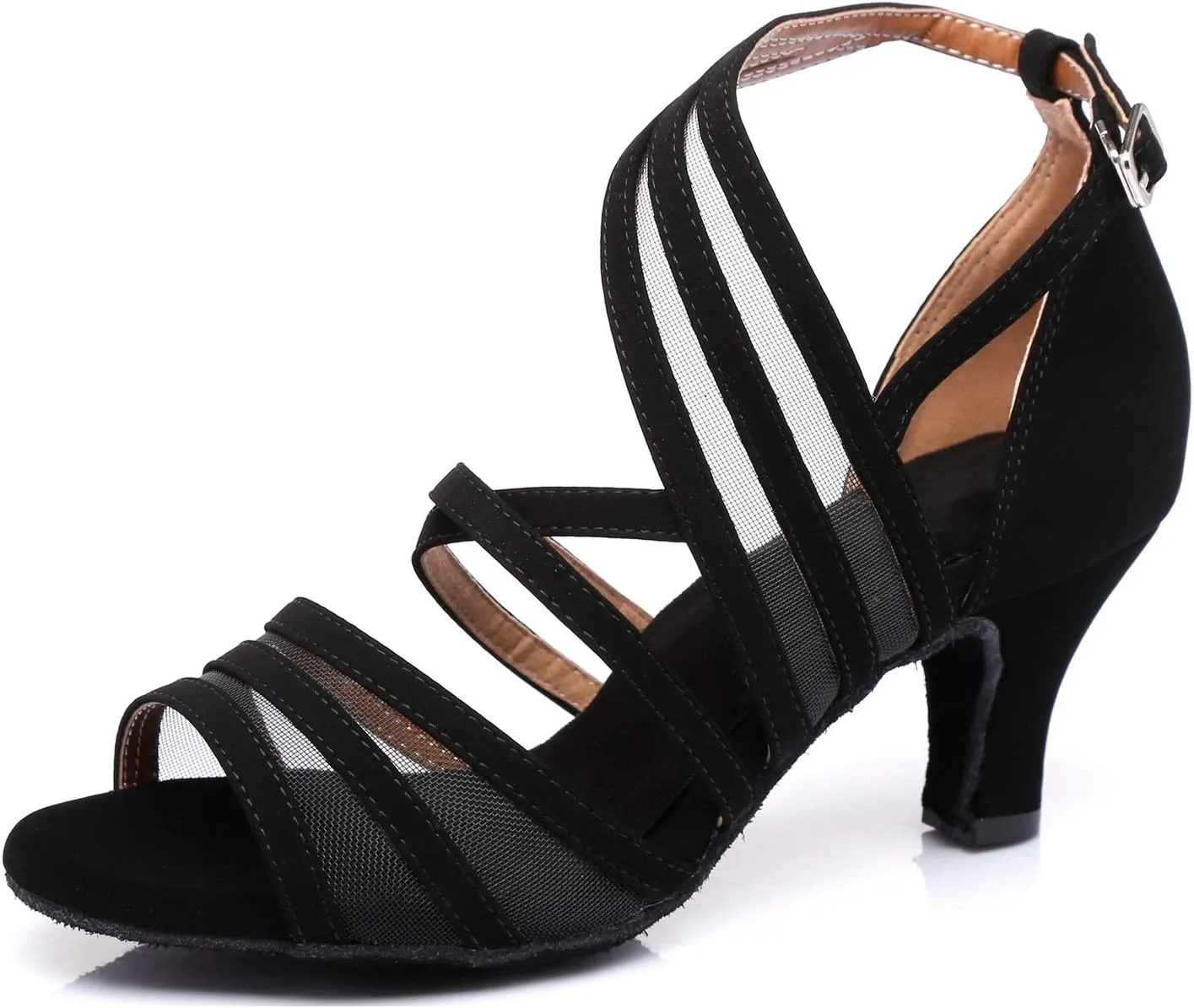 Minishion Women's Latin Salsa Ankle Wrap Ballroom Dance Shoes Evening Sandals QJ7036
