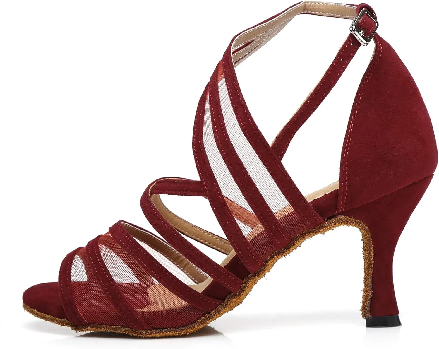 Minishion Women's Latin Salsa Ankle Wrap Ballroom Dance Shoes Evening Sandals QJ7036