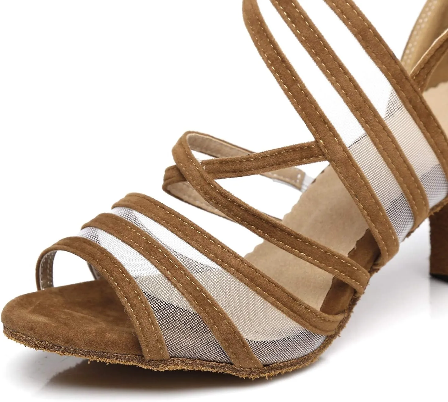 Minishion Women's Latin Salsa Ankle Wrap Ballroom Dance Shoes Evening Sandals QJ7036