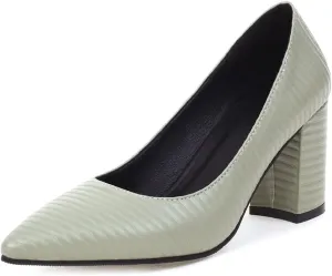 MIOKE Women's Pointed Toe Chunky Mid Heel Pumps Casual Suede Buckle Strap Mary Jane Office Dress Shoes