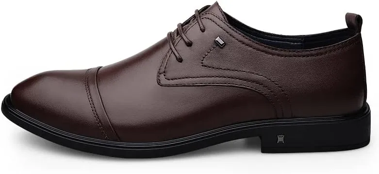 MWX Men's Leather Shoes Lace-Up Dress Comfort Formal Oxford Casual Business Walking Shoes for Men