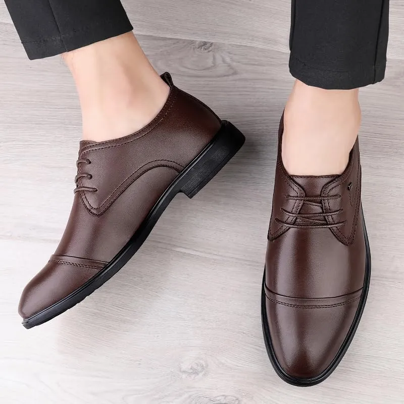MWX Men's Leather Shoes Lace-Up Dress Comfort Formal Oxford Casual Business Walking Shoes for Men