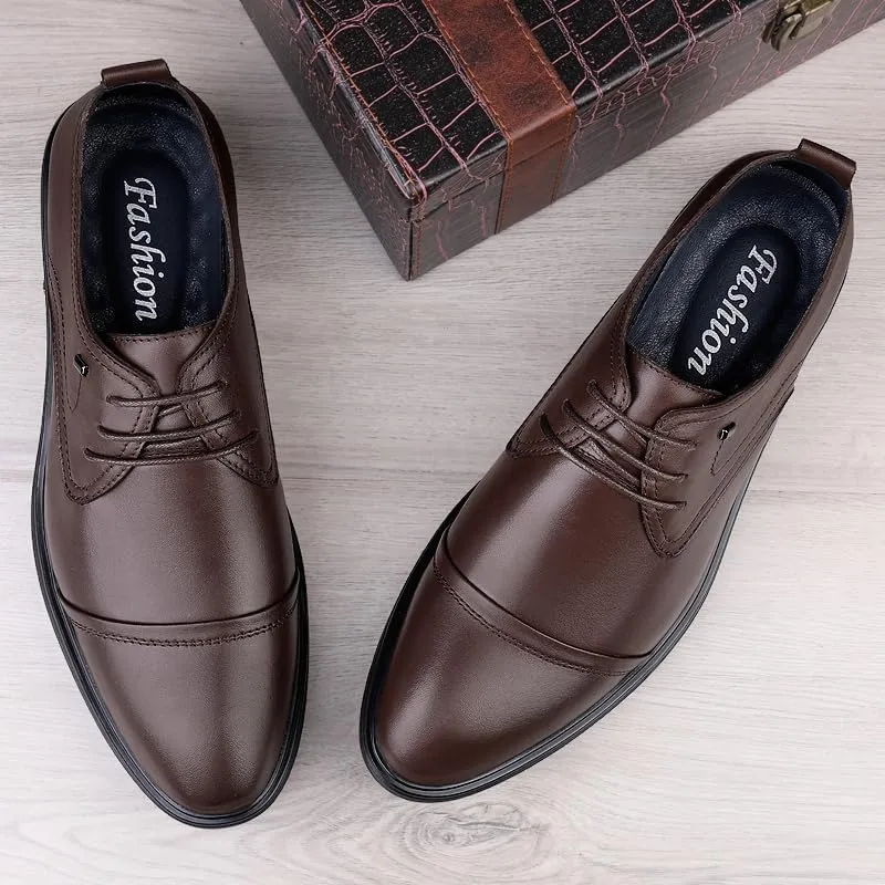 MWX Men's Leather Shoes Lace-Up Dress Comfort Formal Oxford Casual Business Walking Shoes for Men