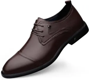 MWX Men's Leather Shoes Lace-Up Dress Comfort Formal Oxford Casual Business Walking Shoes for Men